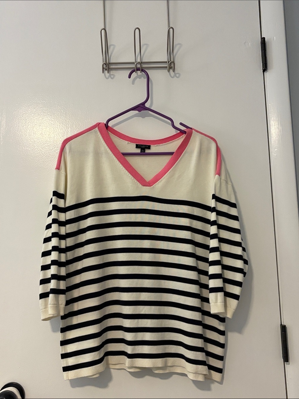 Talbots Cream and Pink Knit Top